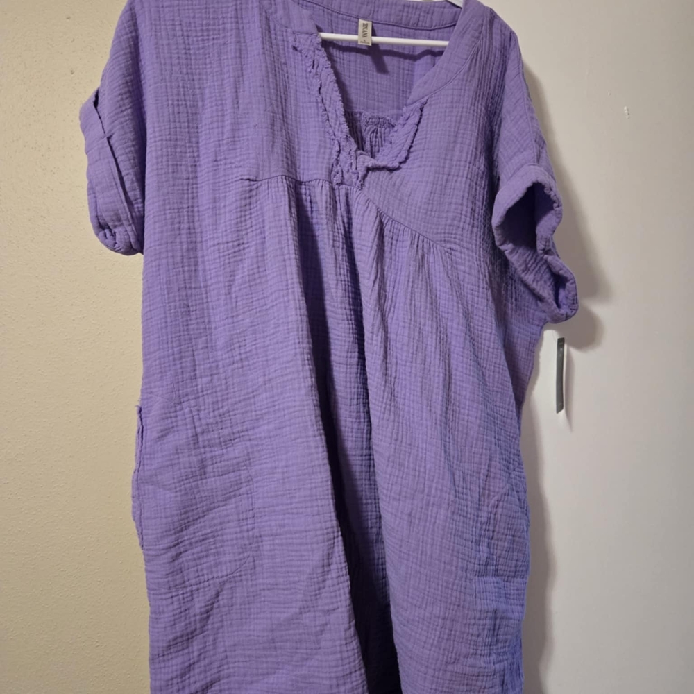 Purple Short Sleeve Dress
